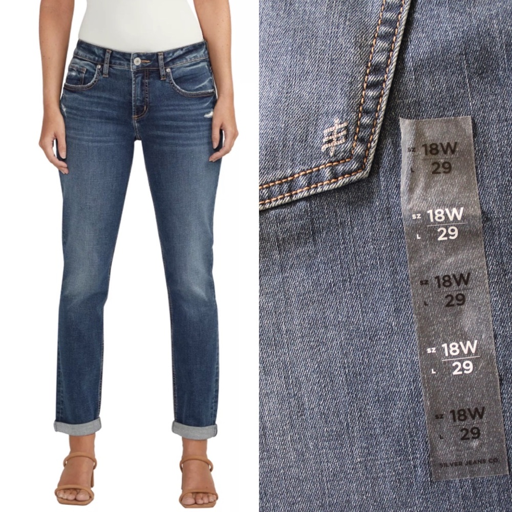 Silver Jeans Co. NWT Boyfriend Mid Rise Slim Leg Jeans Plus Size 18W